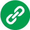 Icon of a chain link inside of a green circle