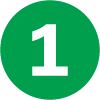 Drawn icon of the number one inside of a green circle