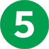 Icon of the number five inside of a green circle