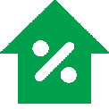 Green arrow pointing up with a percentage icon in the center of the arrow