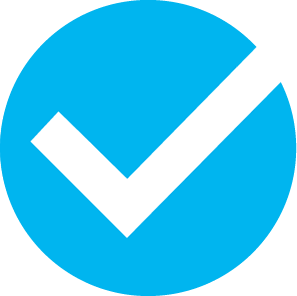 Drawn icon of a checkmark inside of a blue circle